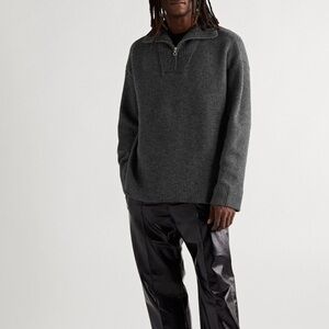Nanushka Charcoal Sweater with Ribbed V-Neck